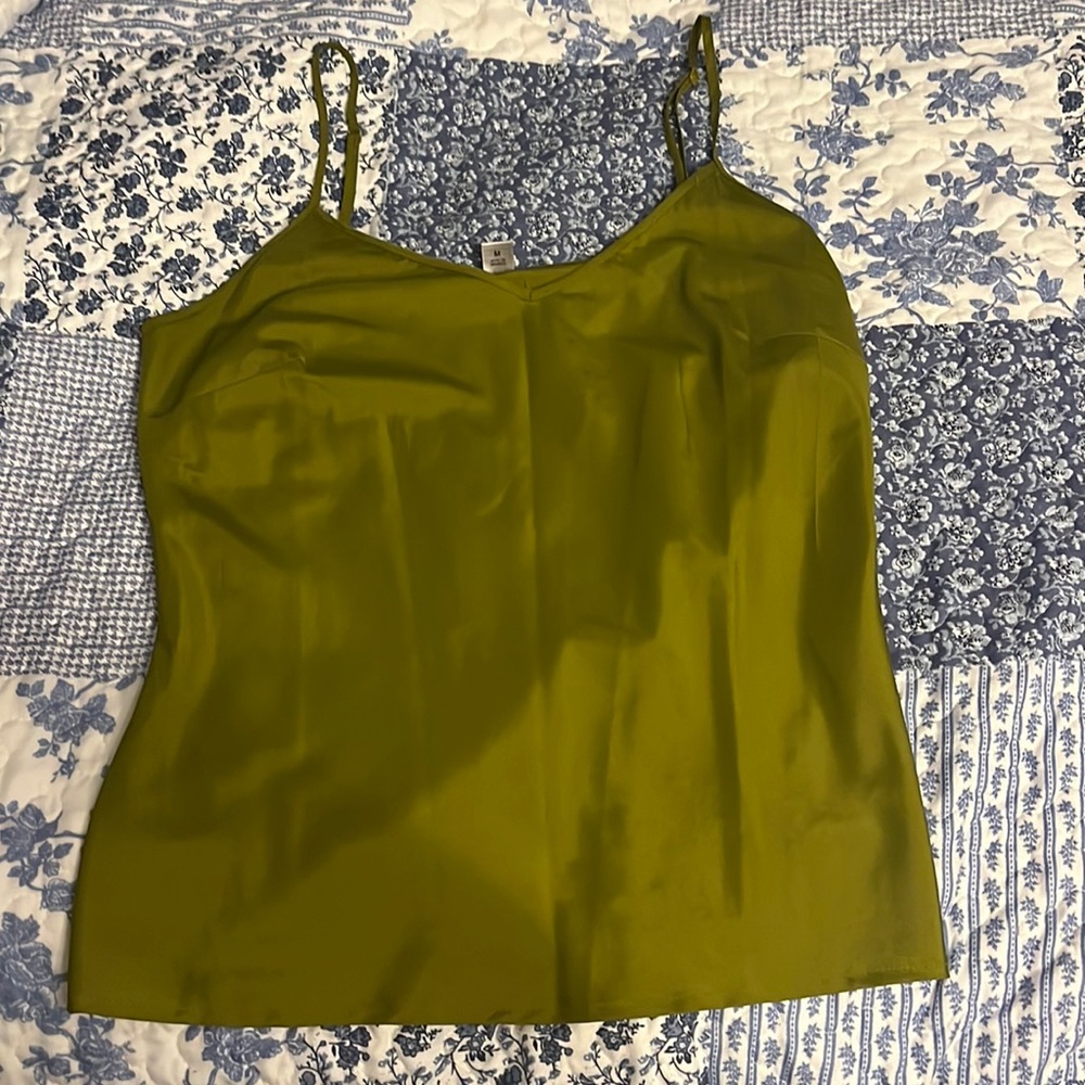 Green silk top